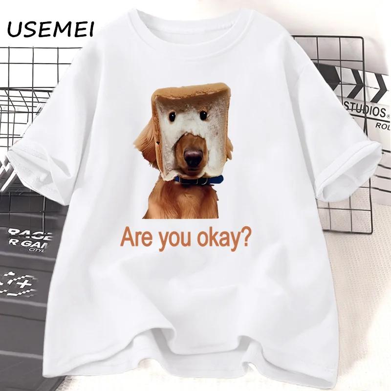 Fun Bread Dog Cat T-shirt Female Couple Pattern T-shirt Summer Couple Clothing Animal Short Sleeve T-shirt Top