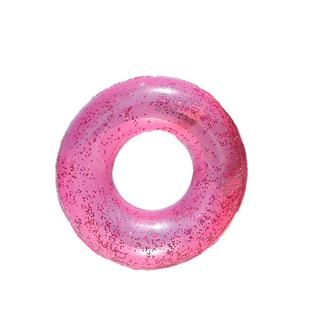 

Childrens Adult And Transparent Sequin Inflatable Swimming Ring Water Toy розовый