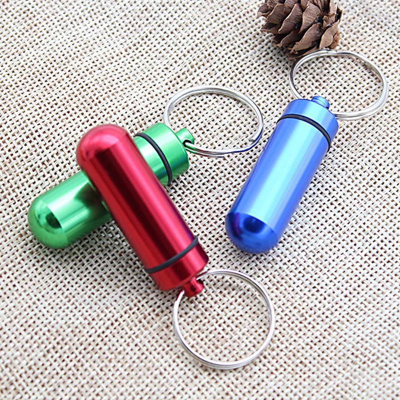 3 Stück Mini-Aufbewahrungsbox Aluminiumlegierung Tragbar Wasserdichte Flaschenhülle Schlüsselanhängerring 6 Farben erhältlich Reiseaufbewahrungswerkzeuge ZYF
