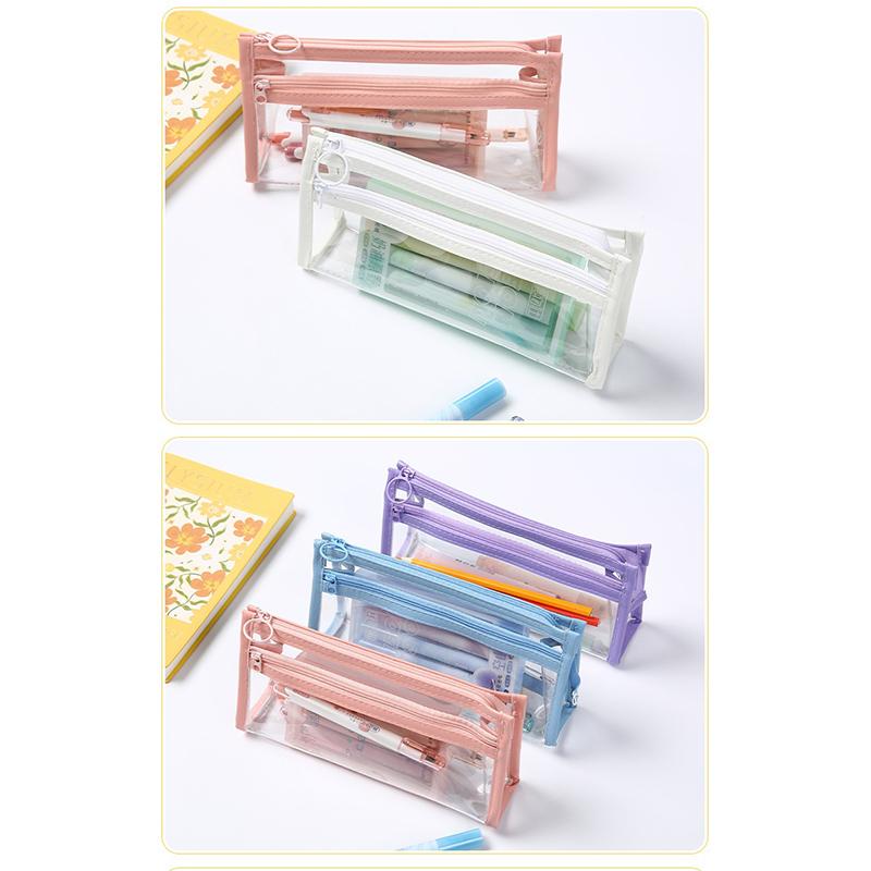 Transparent Pencil Case Large Capacity Simple Pen Bag Waterproof Cosmetic Bag School Study Stationery Office Supplies Makeup Bag