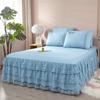 Lace Ruffled Bed Skirt Lace Lace 3 Pcs Set Non-slip Mattress Cover Princess Style Non-pilling Bedroom Bed Cover 3 Pcs Set