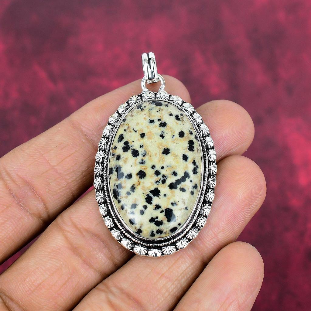 Pandantiv Dalmațian din Piatră Prețioasă Făcut Manual, Pandantiv din Argint Sterling Masiv 925 Bijuterii cu Design Unic, Pentru Femei