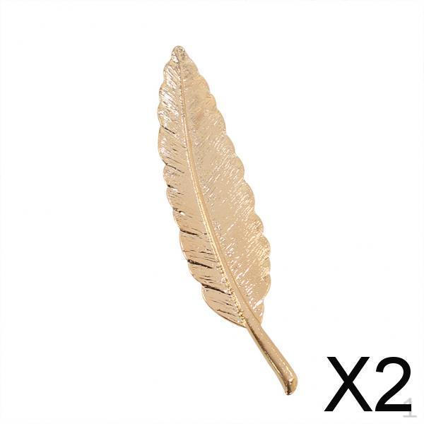 

2xVintage Alloy Feather Leaf Shape Brooch Pin Wedding Corsage Breastpin