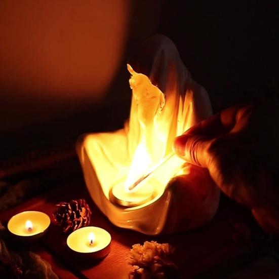 Halloween Ghost Wizard Candle Holder Gothic Grim Reaper Votive Tealight