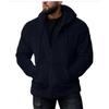 Autumn Men's Plush Cardigan with Hood Solid Color Warm Home Comfort Zipper Jacket