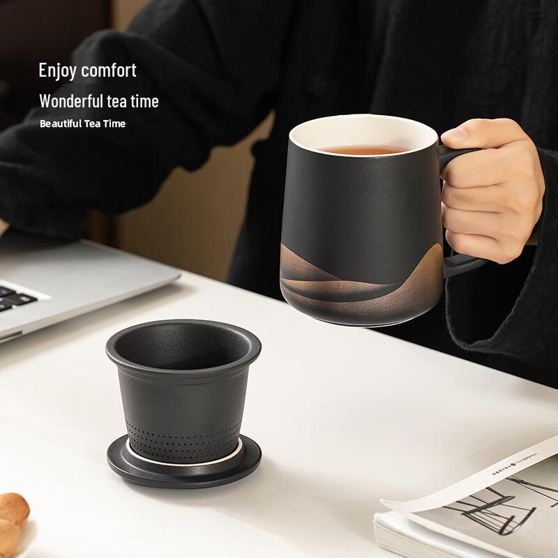 TLAKEHO Ceramic Tea Infuser Cup with Lid