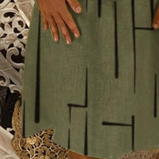 V-Neck Short Sleeve Knee-Length Shift Dress Geometry Plaid Print Casual Summer Dress Female Clothing