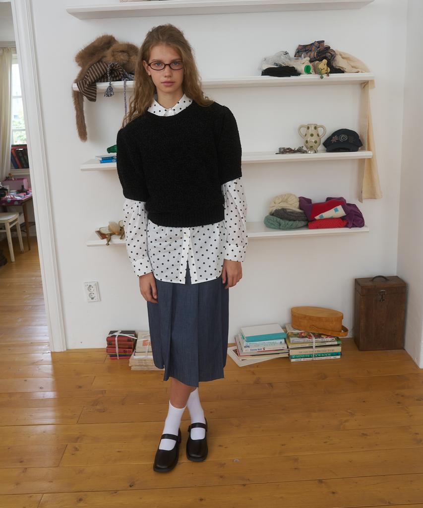 FUNFROMFUN Puff Sleeve Knit, Black