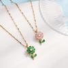 Fashion Rotating Colorful Zircon Flower Pendant Necklace for Women Girls Stainless Steel Chain Party Accessories Jewelry Gifts