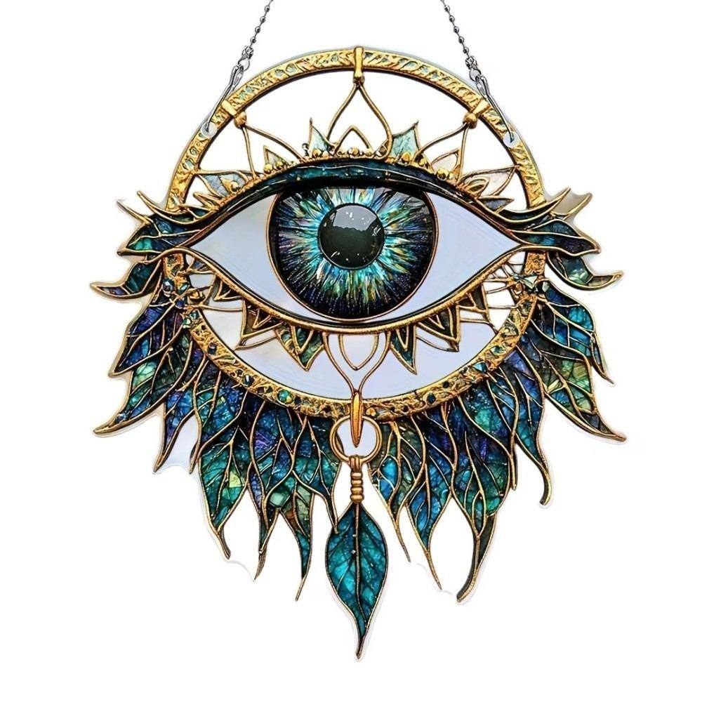 Acrylic Window Ornament Eye Shape Wind Chime Ethnic Style Evil Eye Decoration  Yard синий