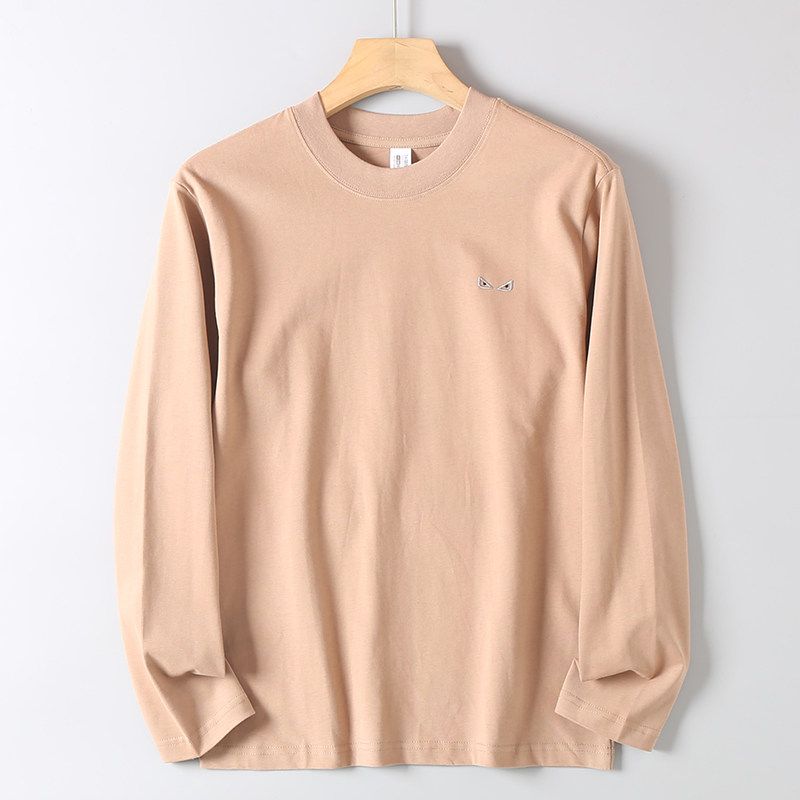 Export Basic round Neck for Export Tail Goods Casual Long Sleeve T-shirt Loose Youth All-Matching Comfortable Cotton Base Shirt Men