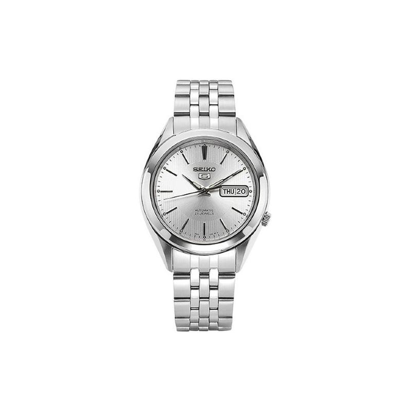 SEIKO seiko5 calendar waterproof depth 30 meters Automatic Steel Strap men s watch silver dial SNKL15K1 серебряный