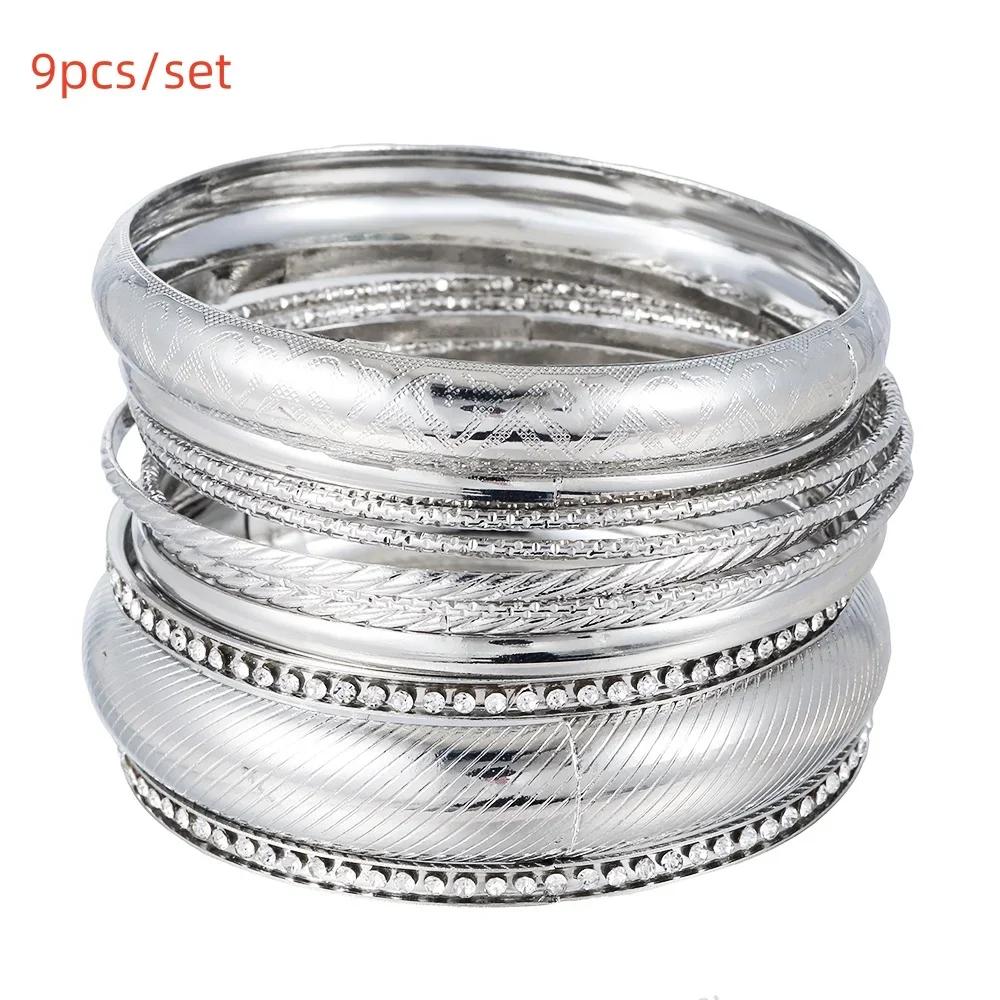 New Fashion Boho Punk 10Pcs/Sets Cuff Bracelets & Bangles For Women Love Pulseiras Bangle Set Feminina Jewelry Charm Gifts