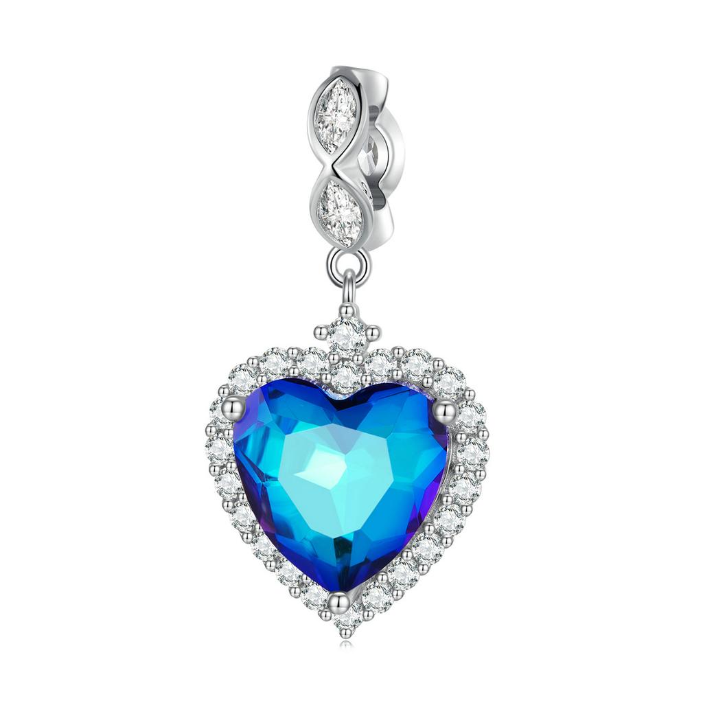 BAMOER 925 Silver Red Heart Charm Ombre Purple Perfume Bottle Pendant for Women DIY Necklace Romantic Gift