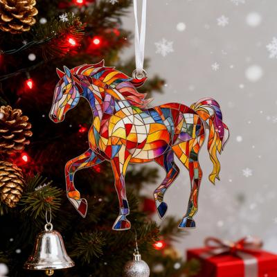 Horse Acrylic Suncatcher Colorful Horse Christmas Tree Ornament Equestrian Gifts Women for Horse Lovers