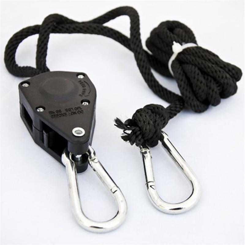 2pcs 1/8 Inch Rope Ratchet Hangers Lighting Pulley Adjustable Rope Clip Hanger, 150lb Capacity