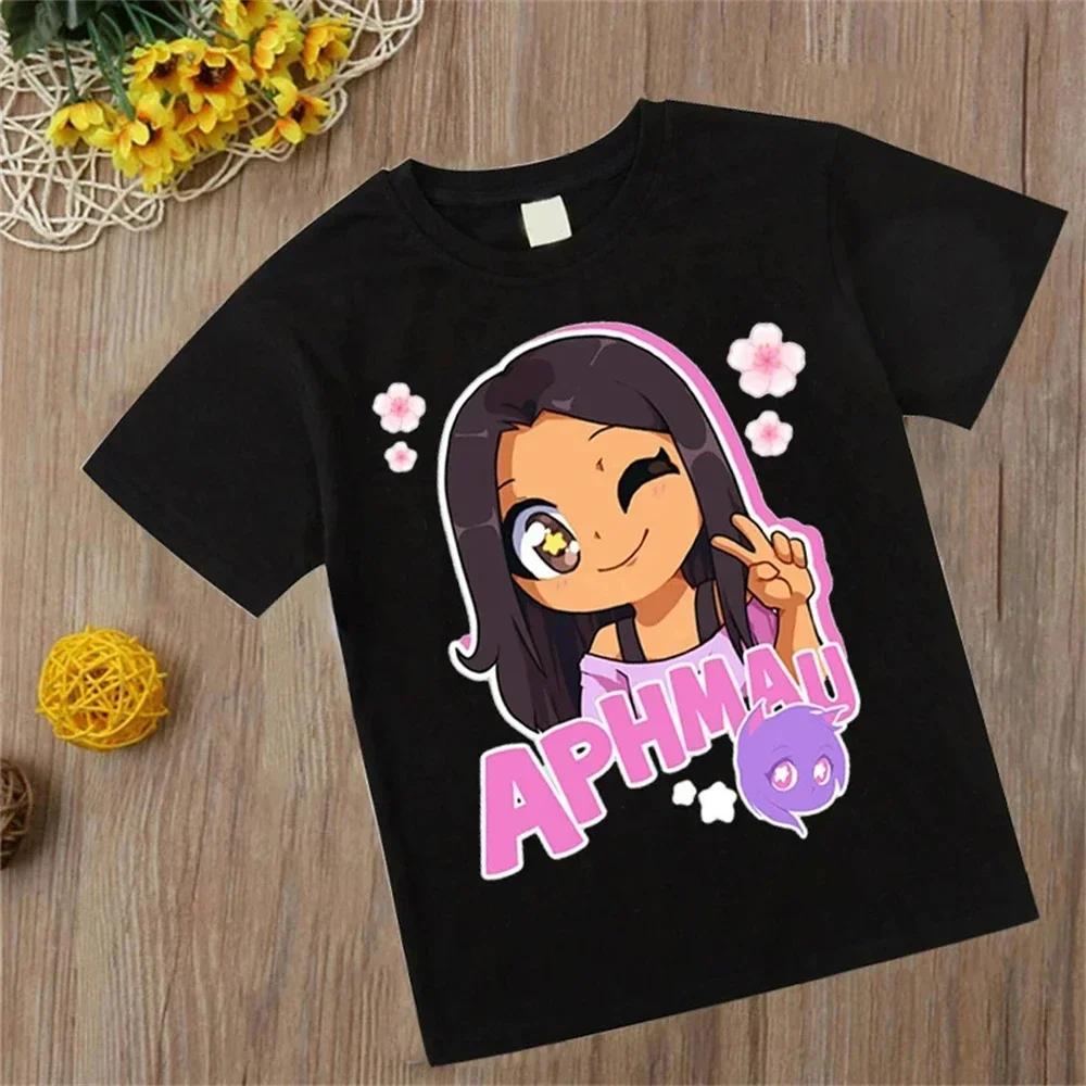 Kids Cotton TShirts For Girls Aphmau Printed TShirts Boys Outfits Cartoon Anime Girls Womens TShirts Cat Print Tops 100