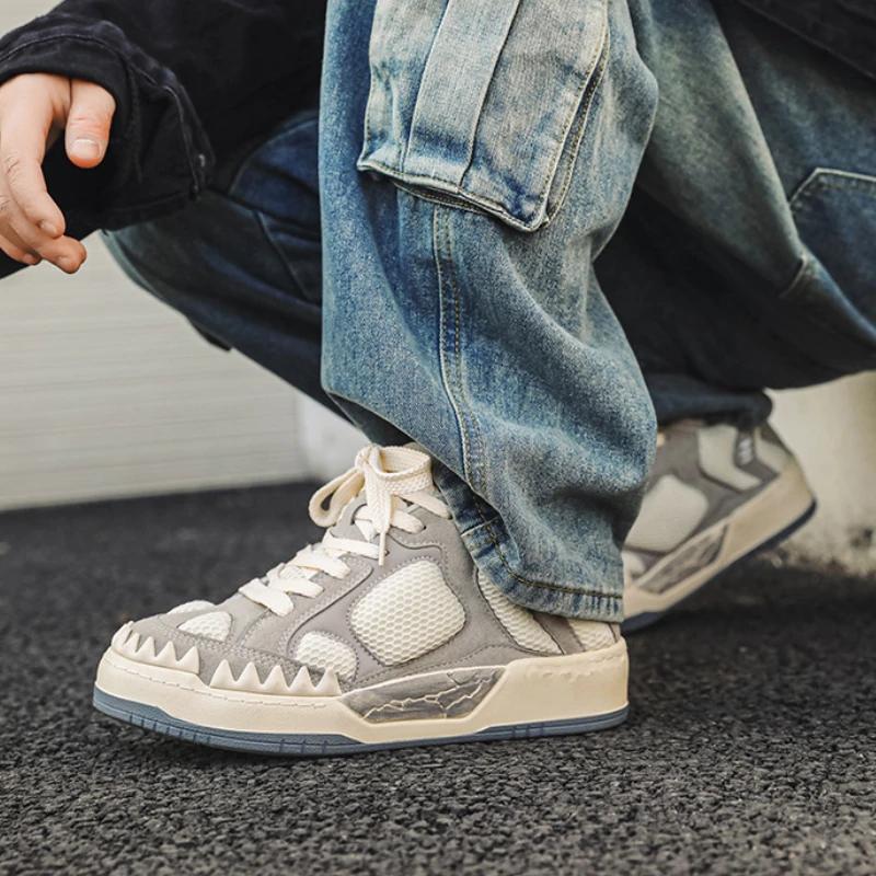 Fashion Men's Casual Shoes 2024 New Male Sneakers Wear-resistant Men's Platform Shoes Hot Dinosaur Design Board Shoes for Couple