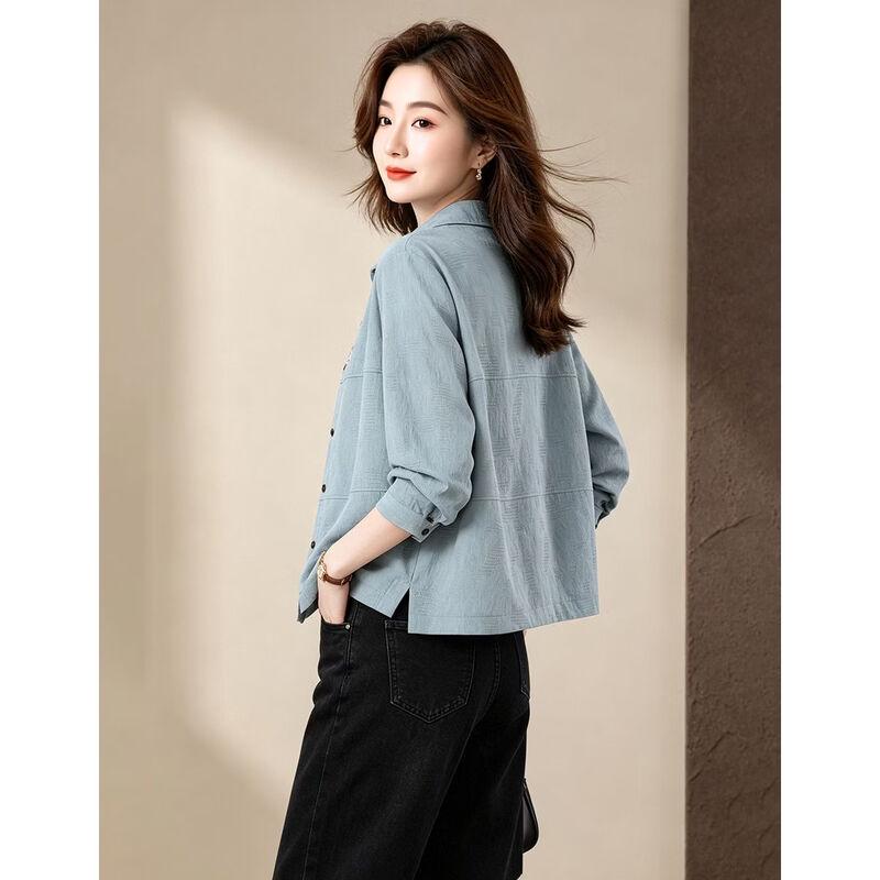 D.F.DEAR Women's Embroidered Floral Cotton Long-Sleeve Shirt