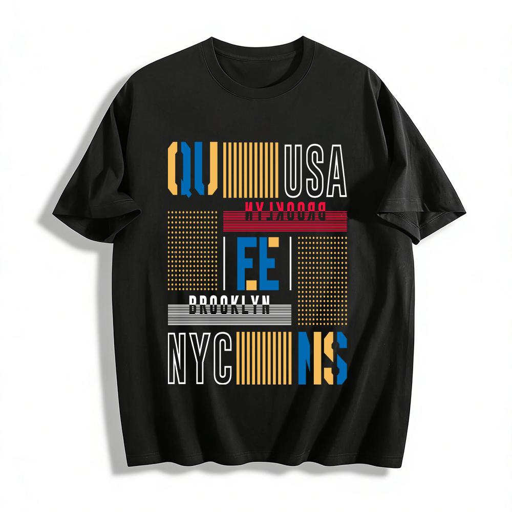 

Brooklyn Queens Graphic Print Casual Streetwear T-Shirt Pure cotton T-shirt 6XL