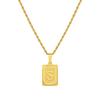 Qiong Yao Hip Hop 26-Letter Square Pendant Necklace, Clavicle Chain, 18K Gold Plated Titanium Steel.
