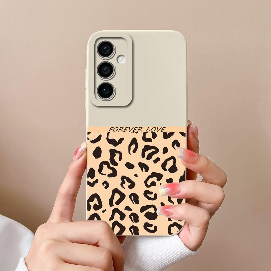 

Чехол для Samsung A55 S24 + M15 A15 S24 Ultra F15 A35 Shell, модный черно-белый леопардовый принт, жидкие силиконовые мягкие чехлы для телефонов, чехлы для Galaxy Samsung Galaxy F15 5G