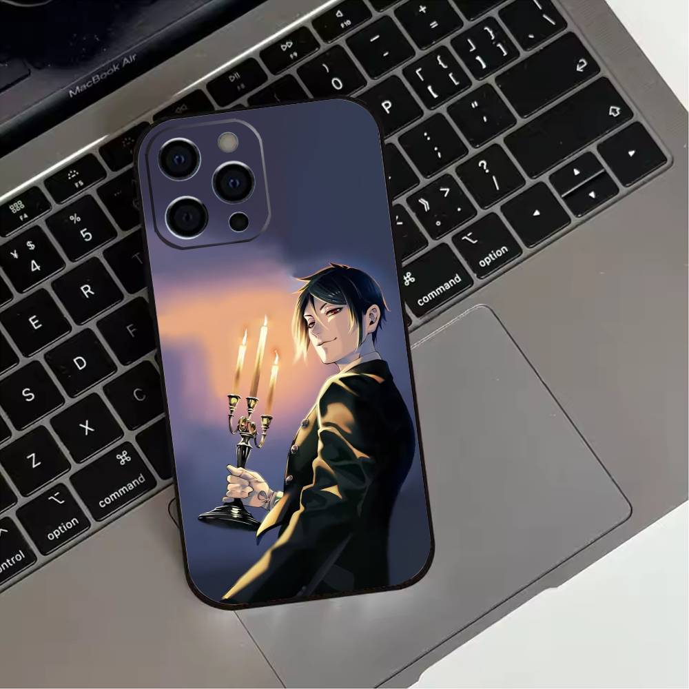 Black Anime B-ButlerS  Phone Case For iPhone 17,16,15,14,13,12,11 Plus,Pro Max,XS,Soft Silicone Black Cover