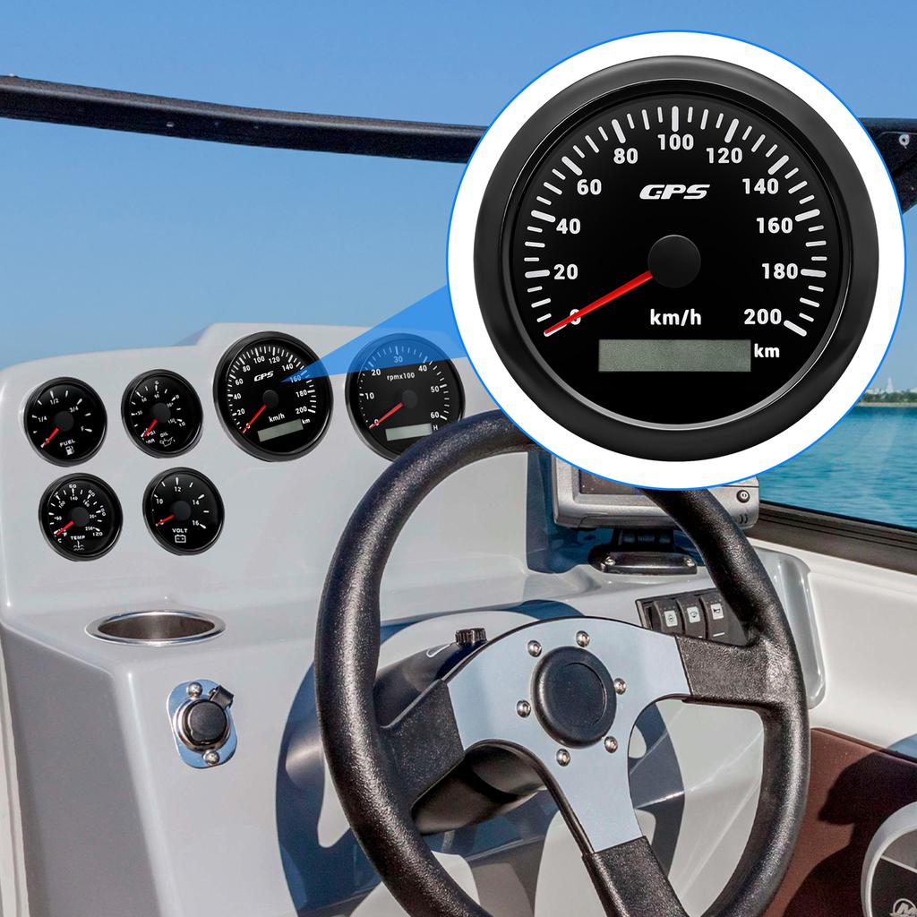 85MM GPS Speedometer Gauge 60/120/200KMH 7 Color Light with GPS Antenna Waterproof Motorcycle Boat Car Truck Speed Gauge Meter