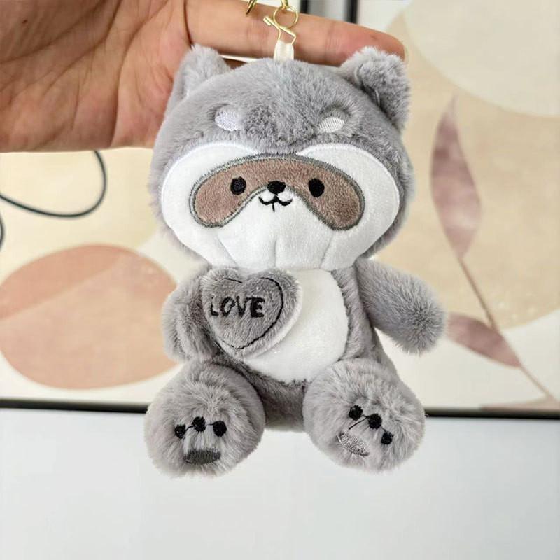 

Charming Raccoon Plush Doll Keychain Cozy And Fluffy Toy For Celebrations серый