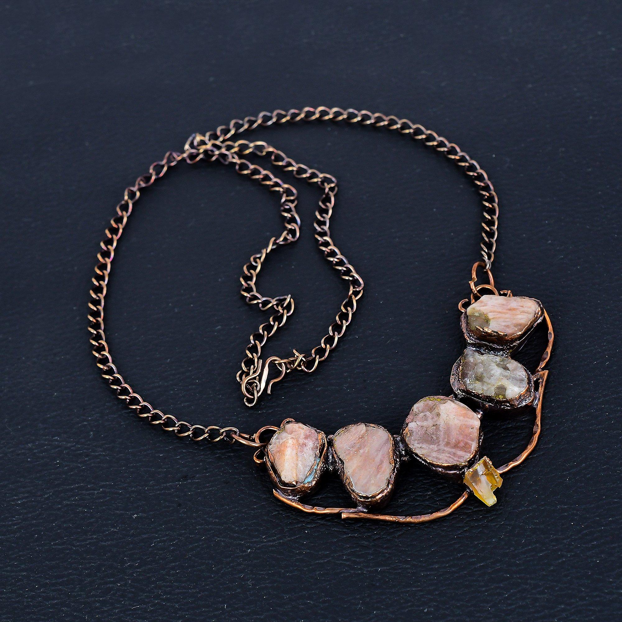 

Sunstone Necklace, Gemstone Copper Electroformed Jewelry Necklace, Handmade Jewelry, For Anniversary Gift