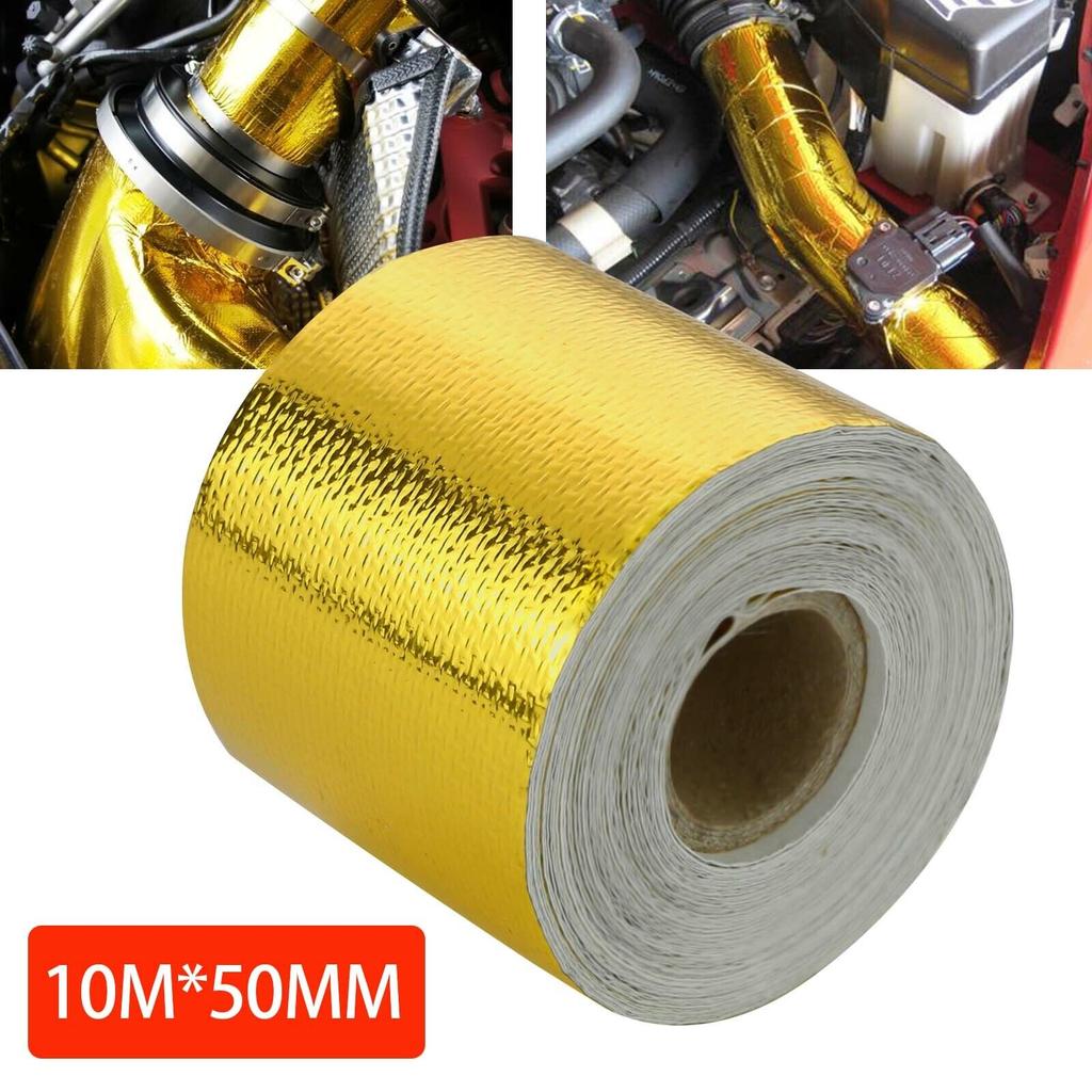 Reflective Self Adhesive Tape Gold/Sliver High Temperature Heat Insulation Shield Wrap Tape Bandage 50mm x 5M Roll UniversalPinstriping Tape 3