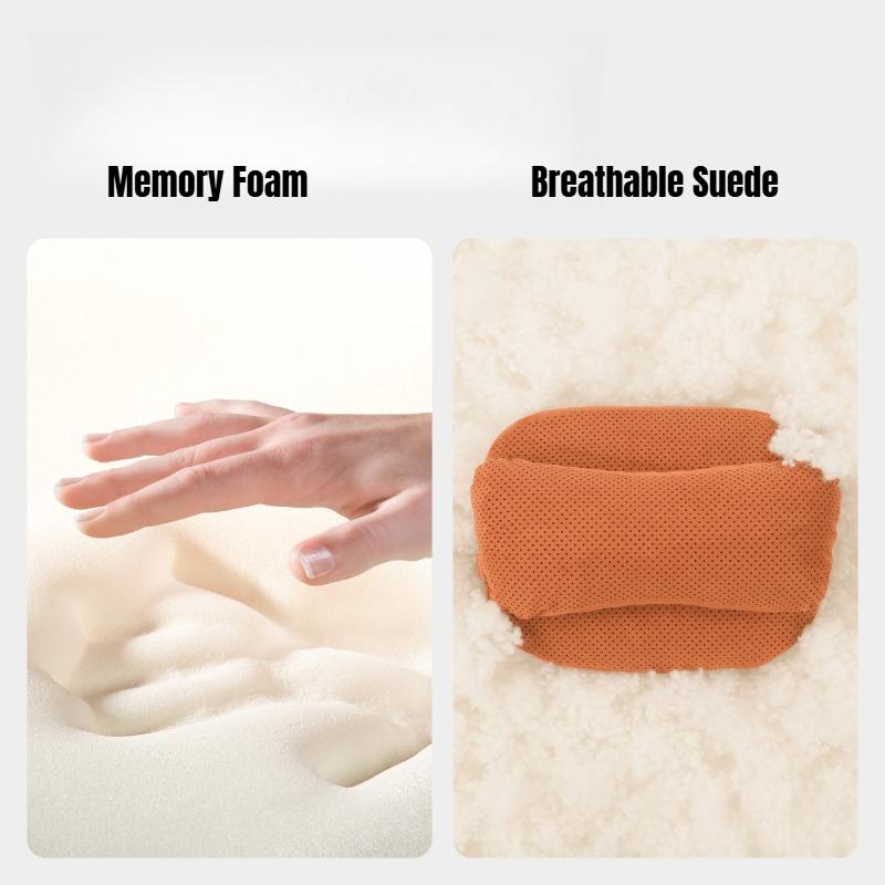 Car Neck Pillow Suede Memory Foam Lumbar Support Cotton Ergonomic Auto Seat Cushion Breathable Headrest Interior Accessories