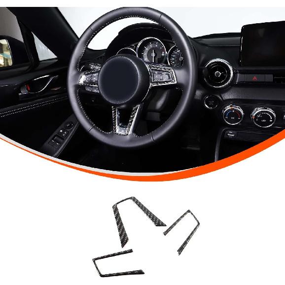 

Soft Carbon Fiber Car Steering Wheel Button Molding Trim Frame,for Mazda MX-5 Miata ND Roadster Fiat Abarth 124 2016-2025+,Steering Wheel Button Black Carbon Fiber