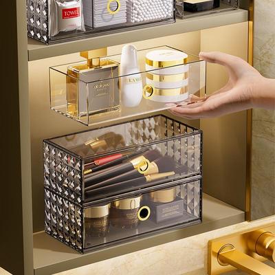 Mobiletto da bagno con specchio Aigada con spazio per cosmetici e articoli da toeletta