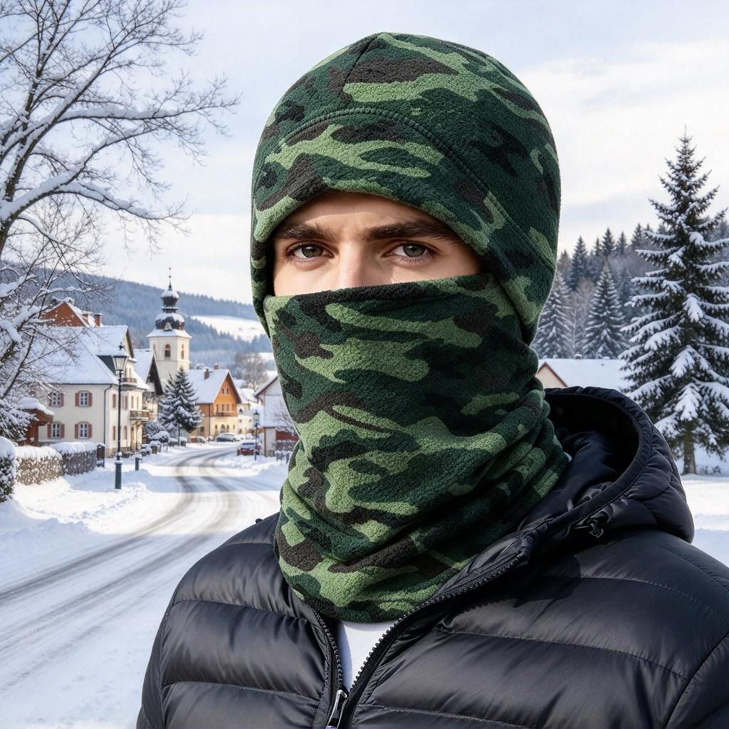 Winter Neck Gaiter and Adjustable Windproof Cycling Set with Ear Coverage and Face Cover for Outdoor Riding