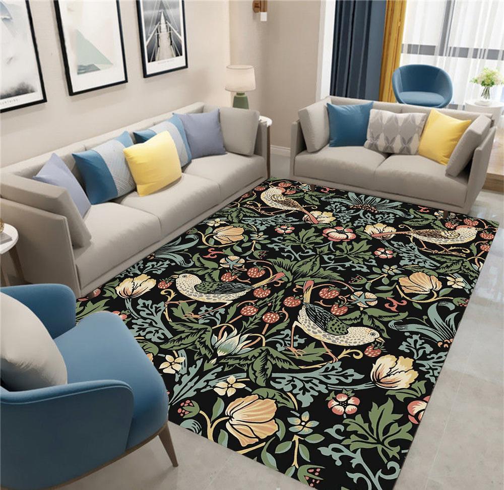 r Floral Carpet Bedside Floor Mat Anti-slip Vintage Animal Rug Moroccan Carpets for Living Room Decorative
