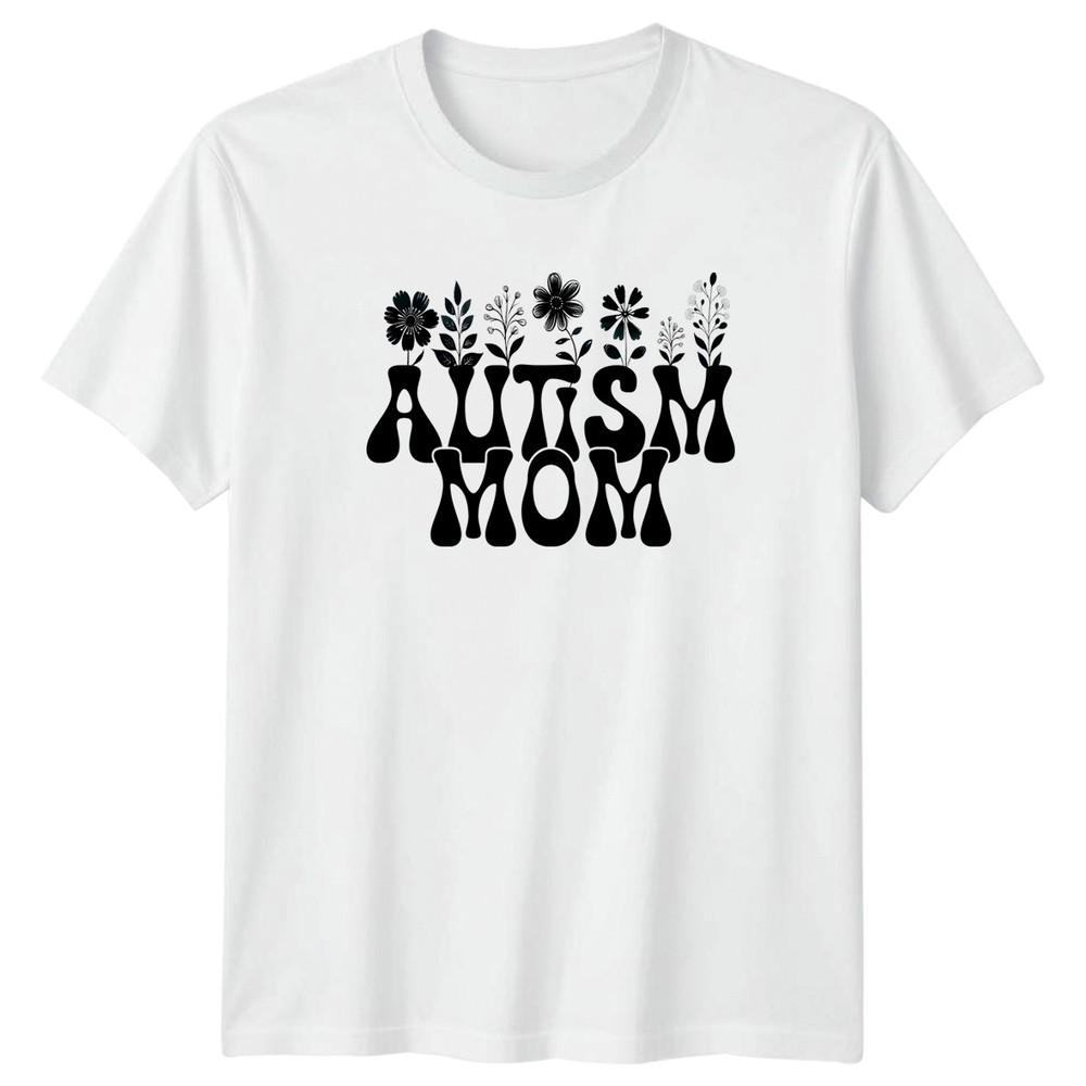 Autism Mom Unisexs TShirt Groovy Floral Awareness Support S