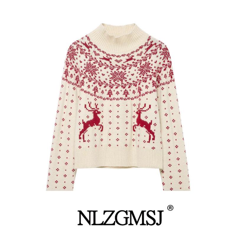 European and American Style Christmas Jacquard Knitwear 2025 Winter Collection Small