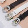 Diamond Double Round Buckle Ladies Belt Dress Vintage Decorative Fine Belt Women