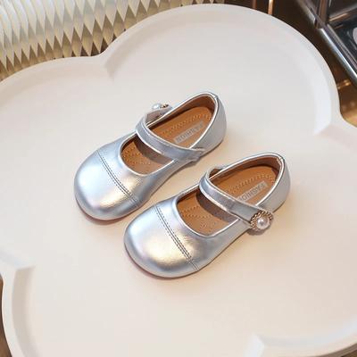 Chaussures en Cuir pour Enfants Ballerines Simples de Couleur Unie pour Filles Argent Polyvalentes Enfants Causal Princesse Mode Chaussures de Danse Nouveau