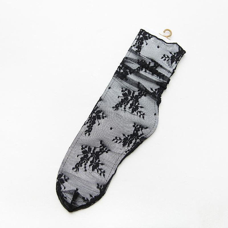 Lace Stocking Women's Middle Tube Mesh Hollow Lace Pile Stocking Summer Thin Transparent