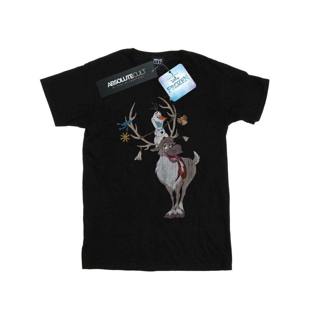 Disney Girls Frozen Sven And Olaf Christmas Ornaments Cotton T-Shirt
