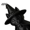 Themed Party Photo Props Gothic Witch Hat Black Cat Figurine, 3D Printed Wizard Cloak Kitten Small Sculpture for Study Room Statue, Spooky Cute