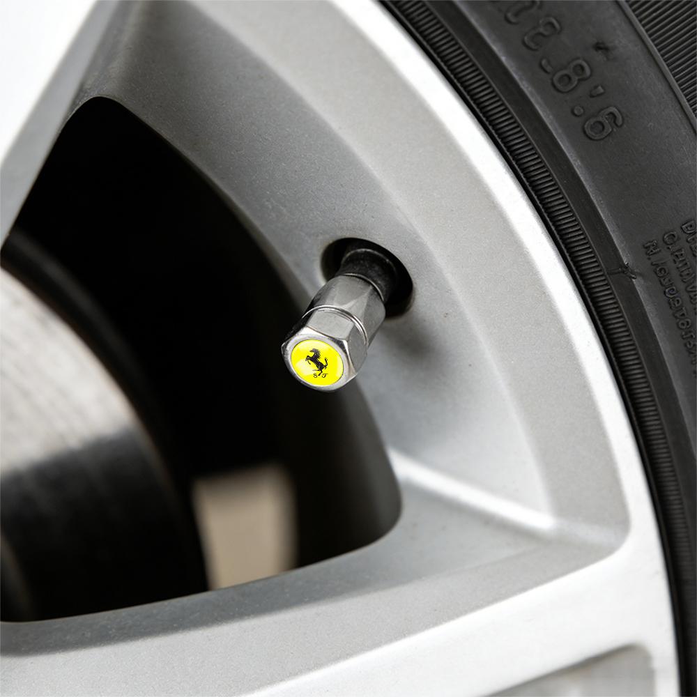 3D Metal Alloy Car Wheel Tyre Valve Caps Tire Stem Air Cover for Ferrari Roma Spider SF90 Superfast Competizione 308 GT4 328 GTB ZX4
