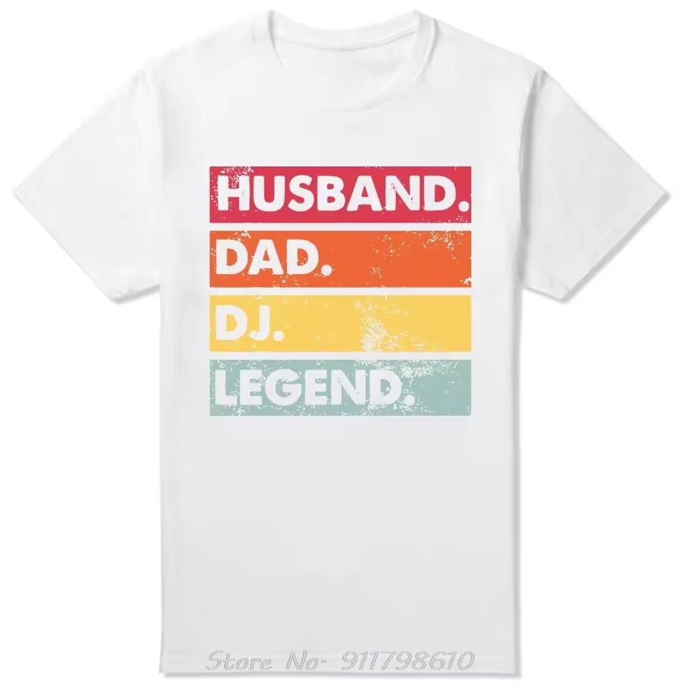 Husband Dad DJ Legend Funny Disc Music Player Oversized T-shirt Summer Men's Clothing Cotton Tshirt Birthday Fitness T Shirt