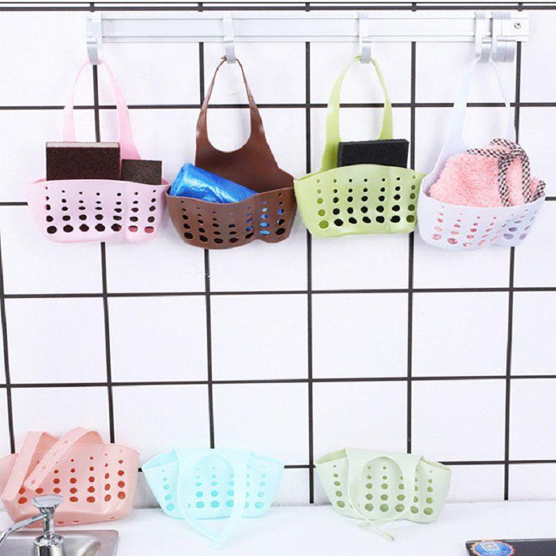 Versatile Kitchen Sink Soap Sponge Holder With Adjustable Strap For Easy Organizing