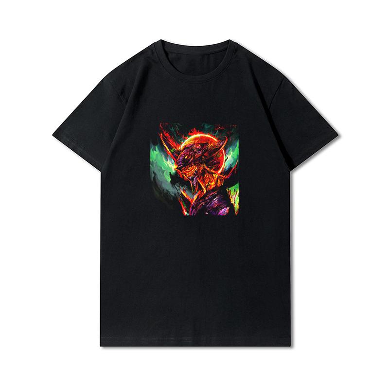 Herre Premium bomull Harajuku T-skjorte Evangelion Asuka Plakat Anime skjorte print T-skjorter Funny Style rundhals bomull T-skjorte Uformelle T-skjorter