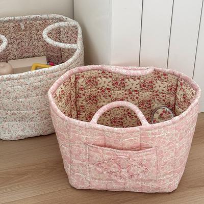 Floral Fabric Storage Basket Large Capacity Laundry Basket with Handles Laundry Hamper for Clothes and Sundries