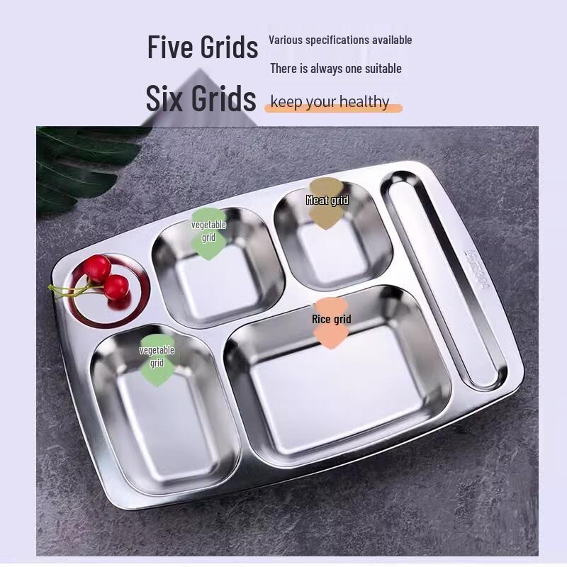 304 Stainless Steel Rectangular Compartment Food Tray