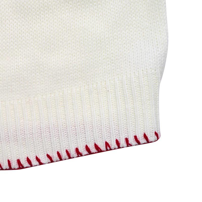Womens Winter Knit Sweater With Strawberry Jacquard Round Neck Long Sleeve Loose Fit Casual Pullover